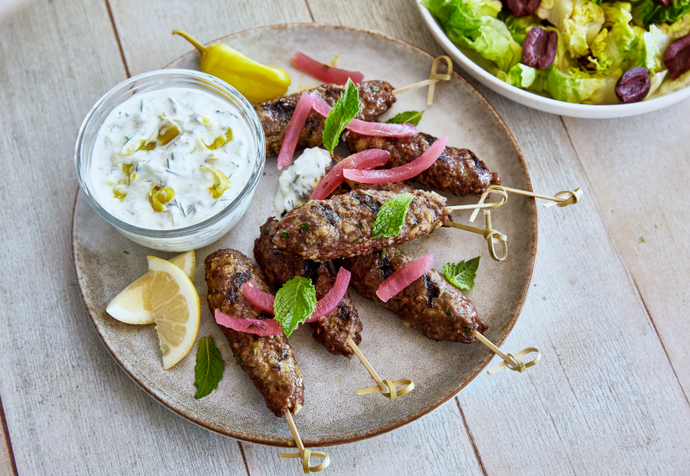 Fire Grilled Kofta with Zesty Tzatziki